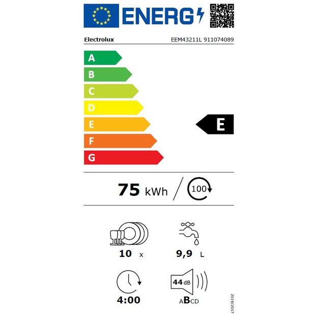 Įmontuojama indaplovė Electrolux EEM43211L, 45 cm pločio