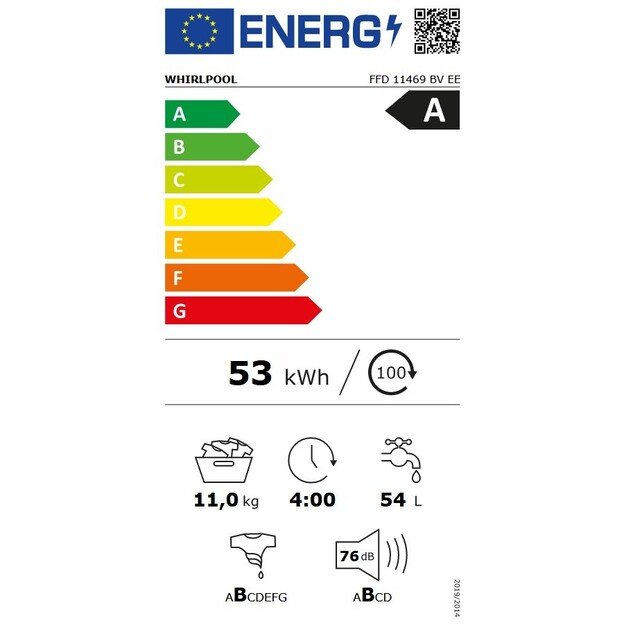 Skalbimo mašina Whirlpool FFD 11469 BV EE, 11 kg