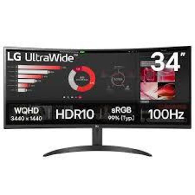 LCD Monitor|LG|34 |Curved/21 : 9|Panel VA|3440x1440|21:9|100 Hz|5 ms|Tilt|34WR50QK-B