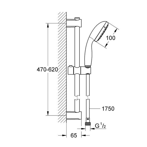 Dušo komplektas GROHE QUICKFIX VITALIO START 100 279482430, juodas matinis