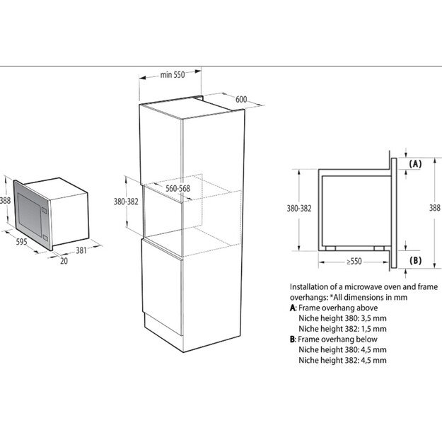 Įmontuojama mikrobangų krosnelė Gorenje BM251SG2BG