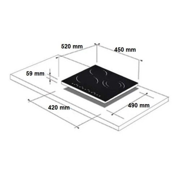 Įmontuojama indukcinė kaitlentė Schlosser BF 571-54B, 45 cm pločio