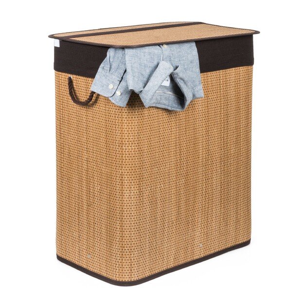 Skalbinių dėžė su pertvara G21 63555164, 105l, bambukinė 2