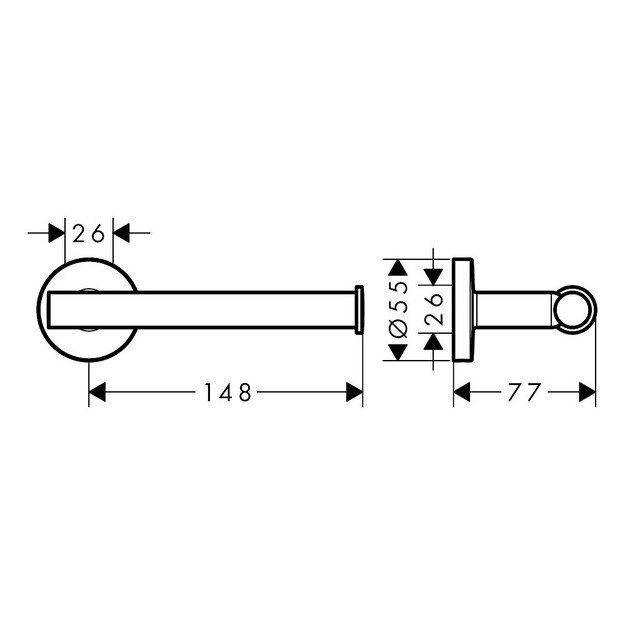 Prie sienos montuojamas tualetinio popieriaus laikiklis Hansgrohe Logis Universal 41726000 1