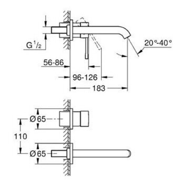 Essence 2-jų dalių praustuvo maišytuvas iš sienos 19408001 1