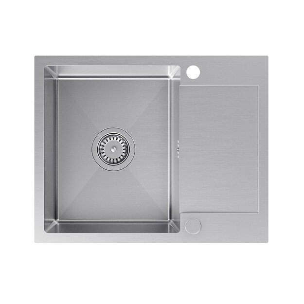 Virtuvės plautuvė su 1 dubenėlio sifonu + maišytuvas su lanksčiu plieniniu snapeliu Quadron LUKE 116 1