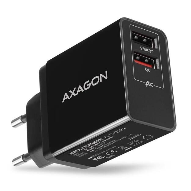 MOBILE CHARGER WALL USB 24W/2PORT ACU-QS24 AXAGON