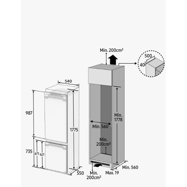 Įmontuojamas šaldytuvas Samsung BRB80F26CES0EO 3