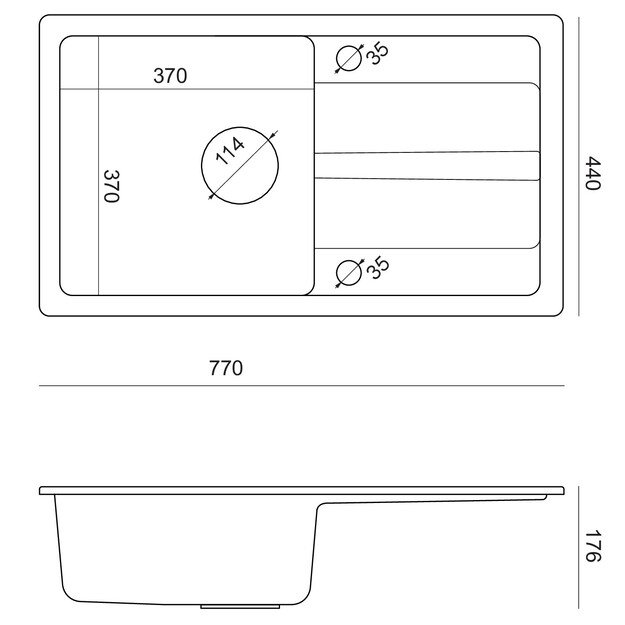 Plautuvė su maišytuvu Quadron GO MAX, TQ7744GMCZ, juoda 2