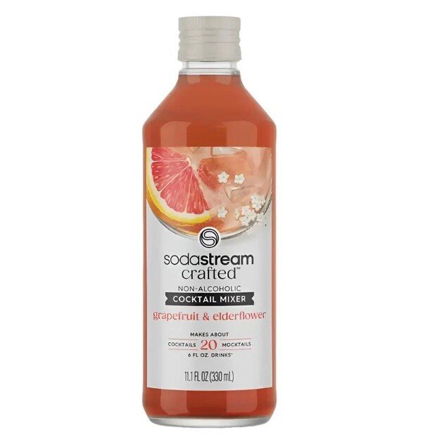 Sirupas gazuotų gėrimų gaminimo aparatui SodaStream, Greipfrutas ir šeivamedis, 330 ml