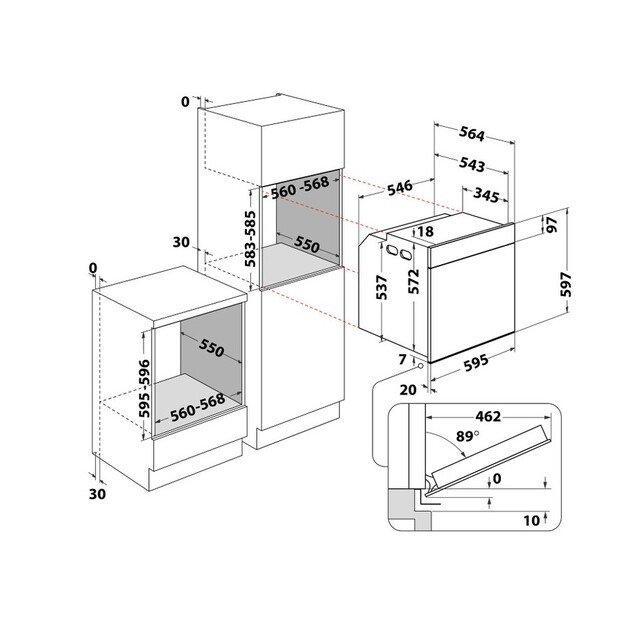 Įmontuojama orkaitė Whirlpool WOI4S8CM1SEA 4