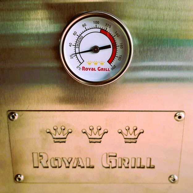 Rūkykla su ratukais ROYAL GRILL 200L INOX nerūd. plieno+DOVANOS 1