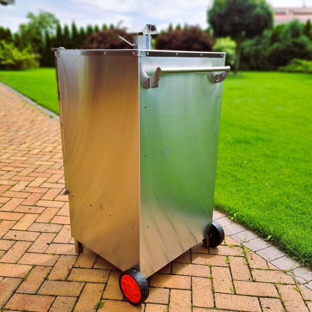 Rūkykla su ratukais ROYAL GRILL 200L INOX nerūd. plieno+DOVANOS 3