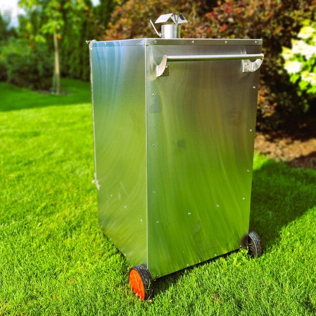 Rūkykla su ratukais ROYAL GRILL 200L INOX nerūd. plieno+DOVANOS 5