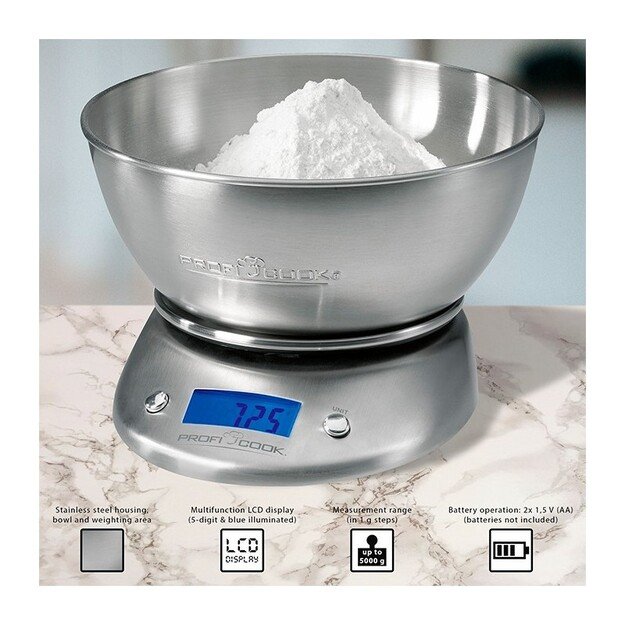 Elektroninės virtuvinės svarstyklės Proficook PC-KW 1040, nerūdijančio plieno 3