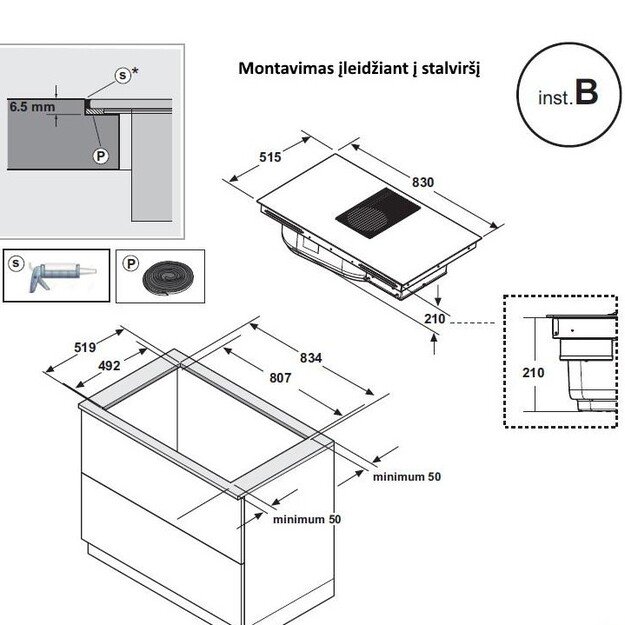 Indukcinė kaitlentė su integruotu gartraukiu Elica NIKOLATESLA Prime S BL/A/83 6