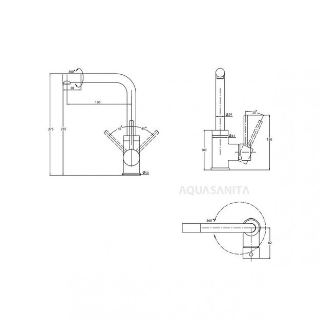 Plautuvės maišytuvas Aquasanita Forte 5553 - G (PVD), auksas 1