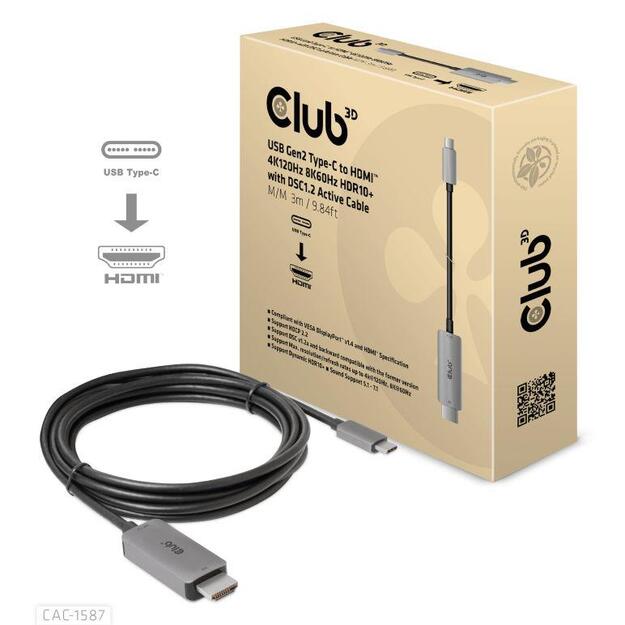 CABLE USB-C TO HDMI 3M/M/M CAC-1587 CLUB3D