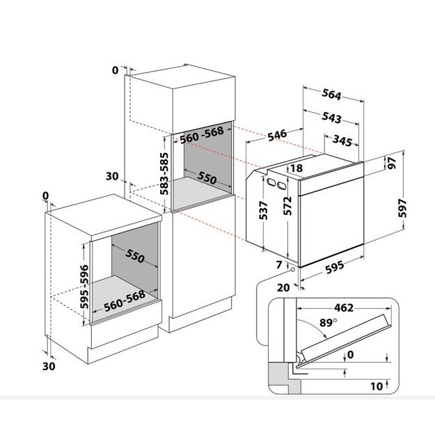 Įmontuojama orkaitė WHIRLPOOL WOI4S8PPM1SX 2