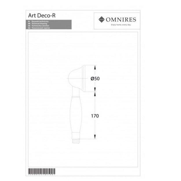 Bronzos spalvos dušo galvutė OMNIRES ART DECO 1