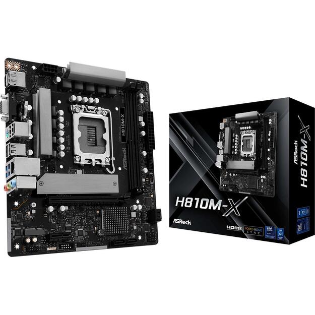 Mainboard|ASROCK|Intel H810|LGA1851|Micro-ATX|Memory DDR5|Memory slots 2|H810M-X