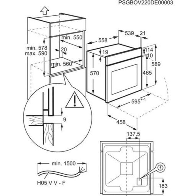 Įmontuojama orkaitė Electrolux EOF3H40BX 1