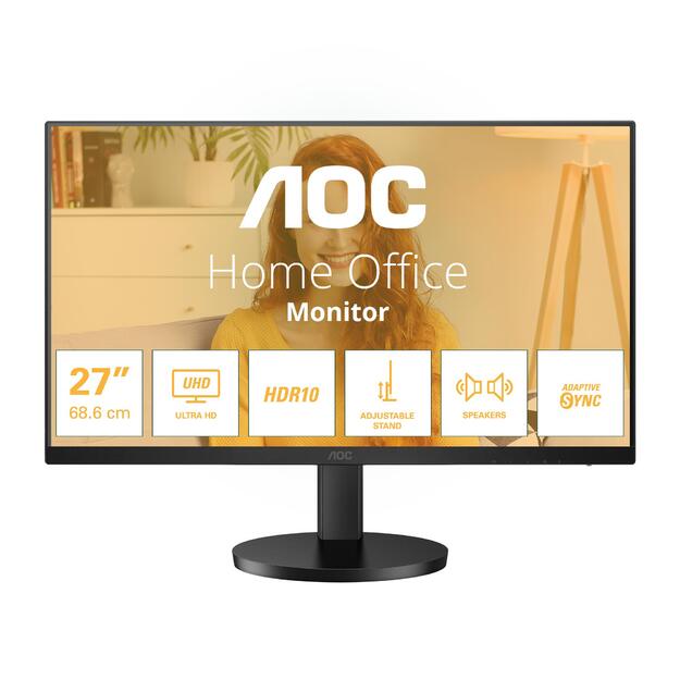 LCD Monitor|AOC|27  |3840 x 2160 pixels|4K Ultra HD|Native aspect ratio 16:9|LED|Flat|U27B3AF