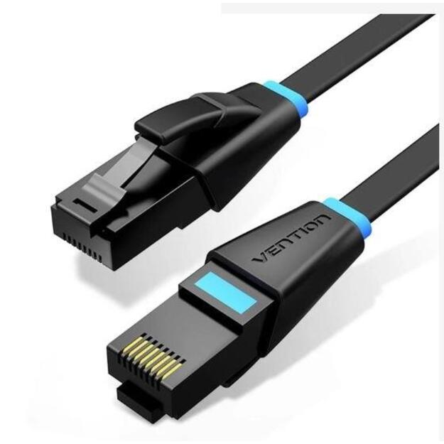 PATCH CABLE CAT.6 UTP FLAT/1M BLACK IBJBF VENTION