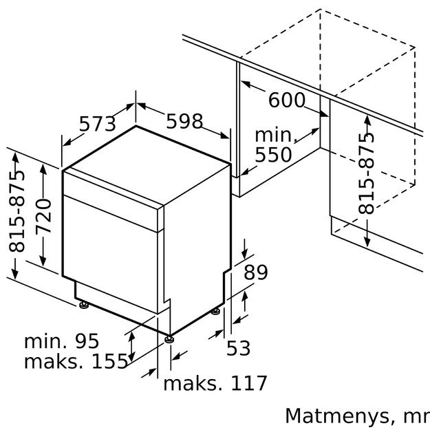 Įmontuojama indaplovė Bosch SMU4HMS02S 2