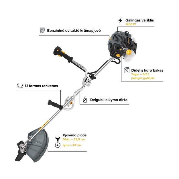 Benzininė krūmapjovė Grunder TT-BC415, 1200 W 2