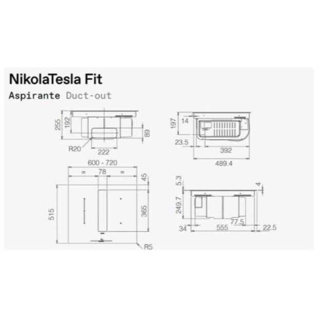 Įmontuojama indukcinė kaitlentė su integruotu gartraukiu Elica NIKOLATESLA FIT RAW BR/A/72, PRF02025 1