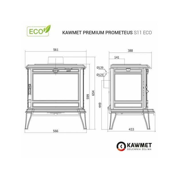 Ketaus krosnelė KAWMET Premium PROMETEUS S11 ECO