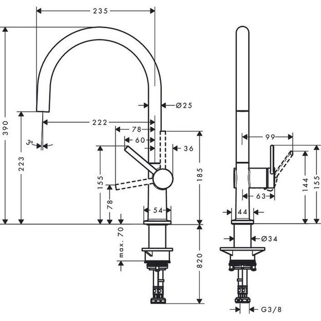 Virtuvinis maišytuvas Hansgrohe TALIS M54 72843670 (juodas matinis)