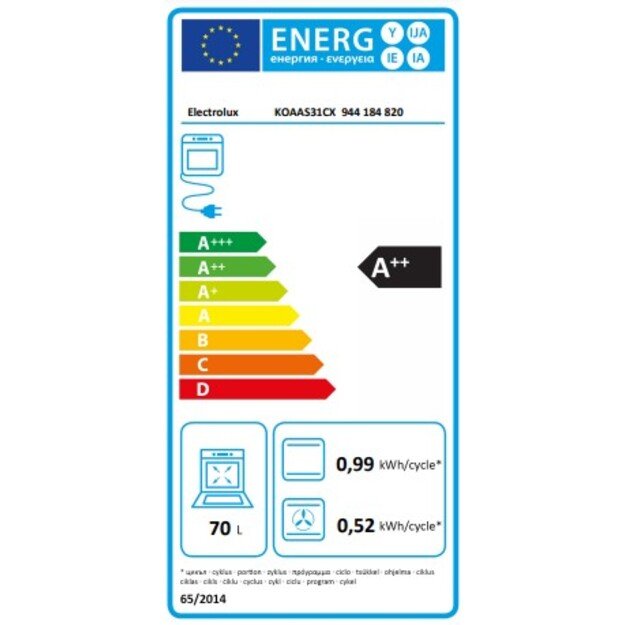 Įmontuojama garinė orkaitė Electrolux KOAAS31CX