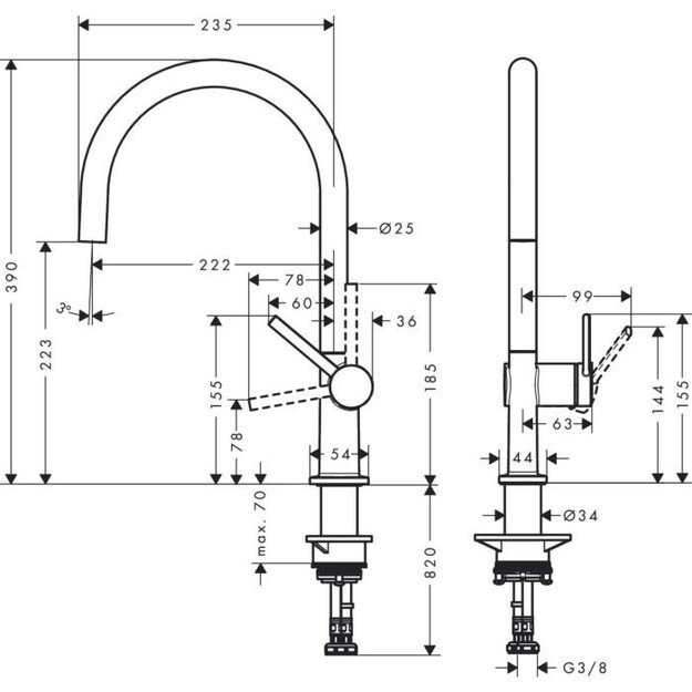 Plautuvės maišytuvas Hansgrohe Talis M54, 72804800, nerūd. plieno