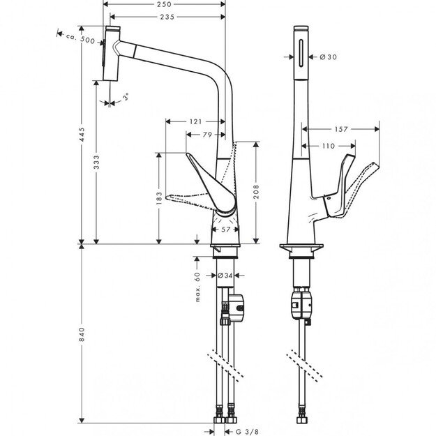 Virtuvinis maišytuvas su ištraukiama žarna Hansgrohe Metris Select M 73820000