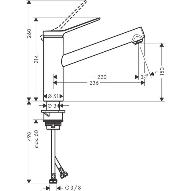 Plautuvės maišytuvas Hansgrohe Zesis M33 74802670