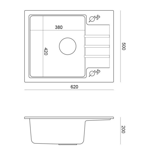 Virtuvinė plautuvė Quadron PETER 116 HCQP6250BIK, balta