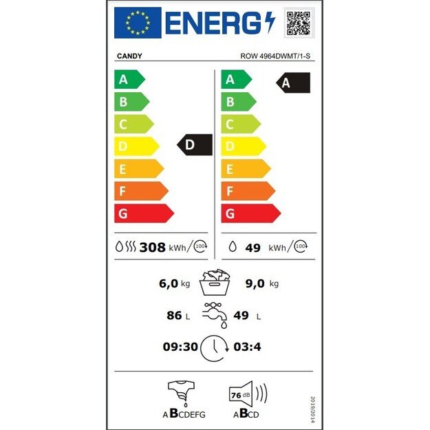 Skalbimo mašina Candy ROW4964DWMT/1-S