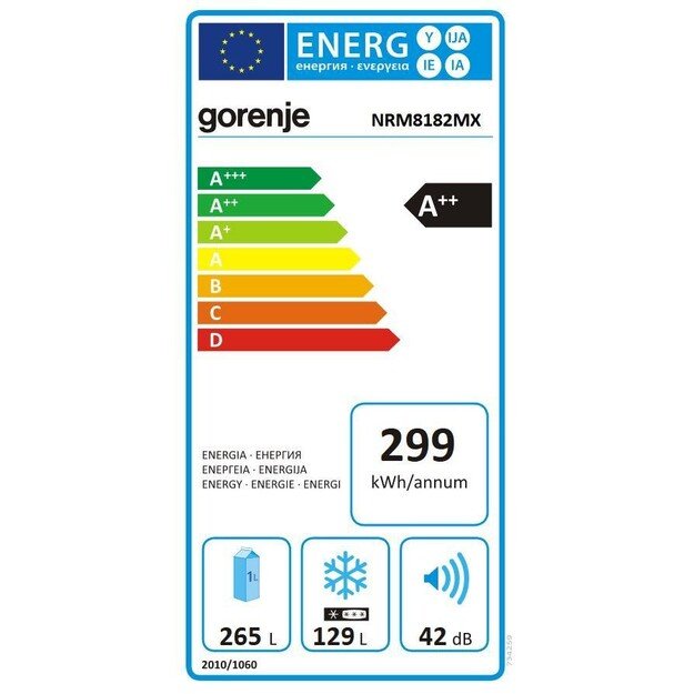 Dviduris šaldytuvas GORENJE NRM8182MX