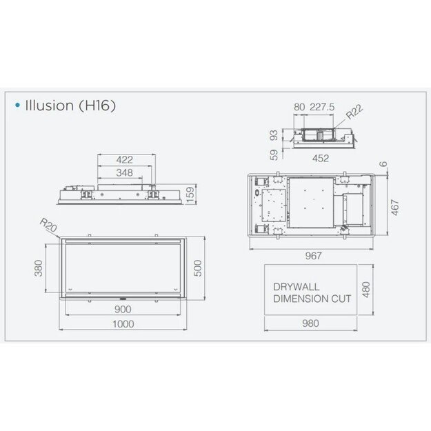 Įmontuojamas gartraukis Elica ILLUSION H16 WH/A/100