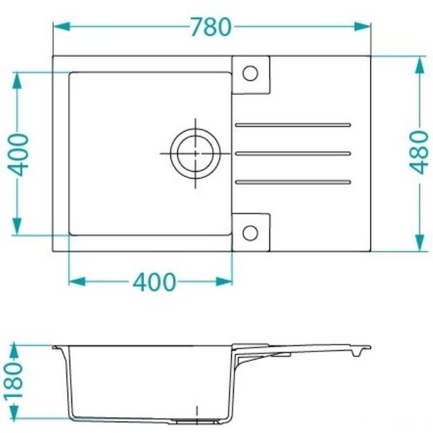 Granitinė plautuvė ALVEUS ROCK 130-03 +sif+vent ruda 4203003