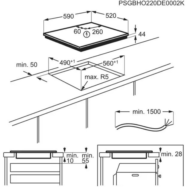 Įmontuojama indukcinė kaitlentė Electrolux EIS62453