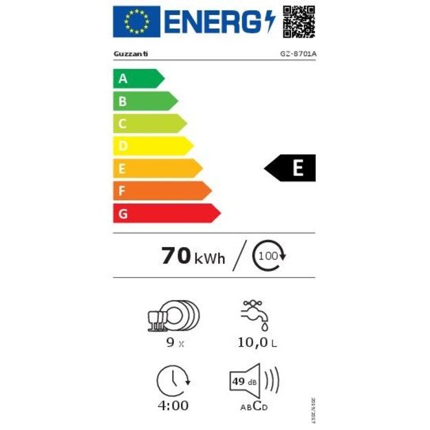 Įmontuojama indaplovė Guzzanti GZ-8701A