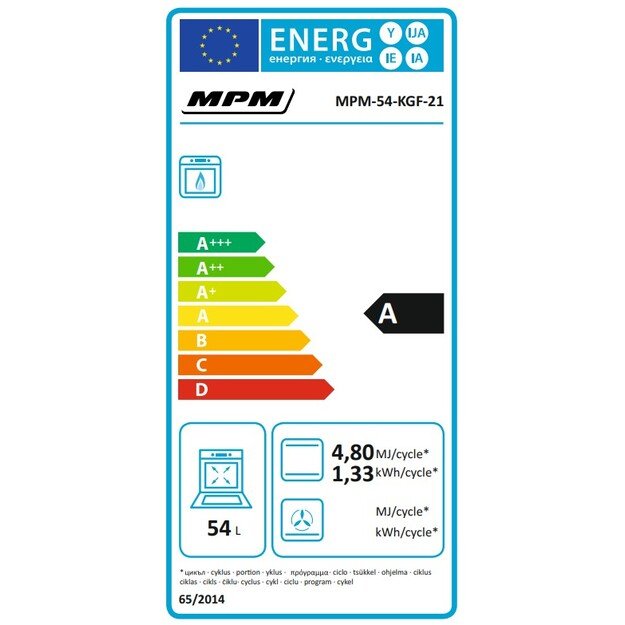 Dujinė viryklė su dujine orkaite MPM MPM-54-KGF-21