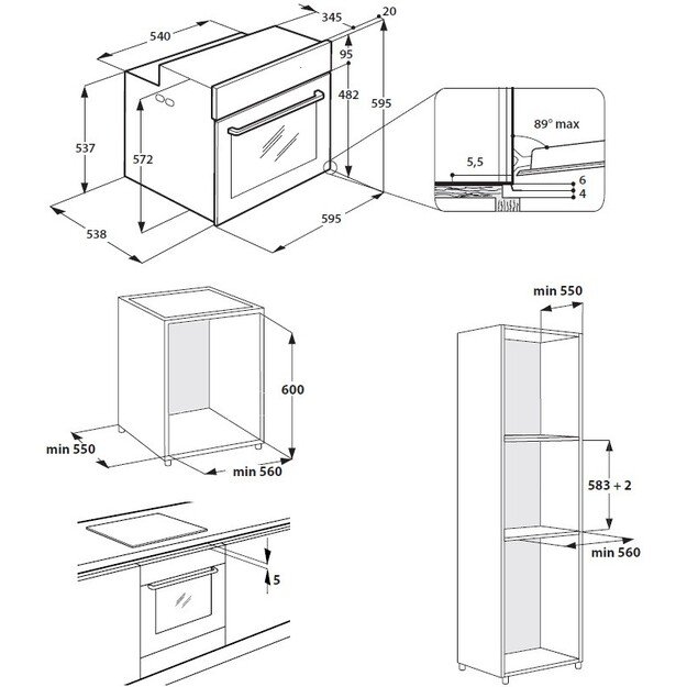 Orkaitė Whirlpool W7 OM4 4S1 P BL