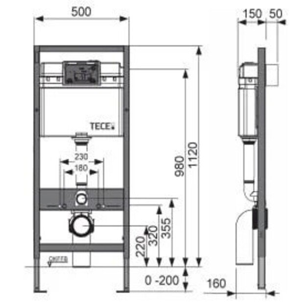 Potinkinis rėmas Tece 9400412 + mygtukas+tvirtinimai+tarpinė