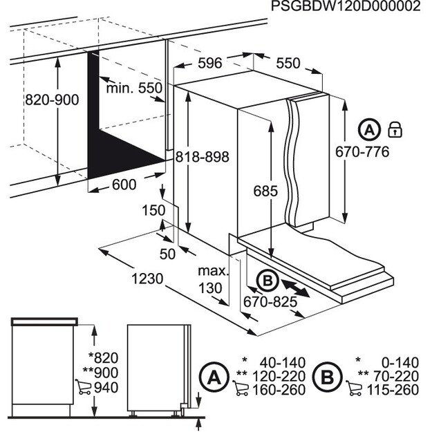 Įmontuojama indaplovė AEG FSB64907Z