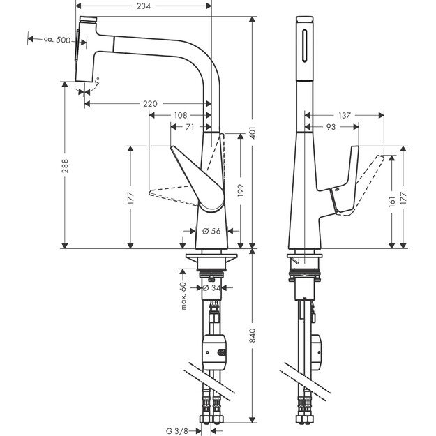 Virtuvinis mašytuvas su ištraukiama žarna Hansgrohe Talis Select M51 72823000