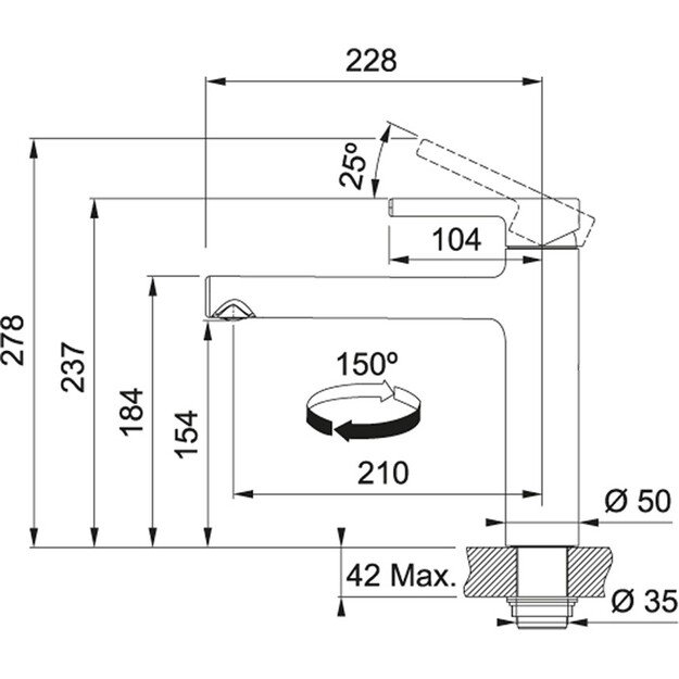 Besisukantis maišytuvas Franke Centro, juodas matinis, 115.0621.613 1